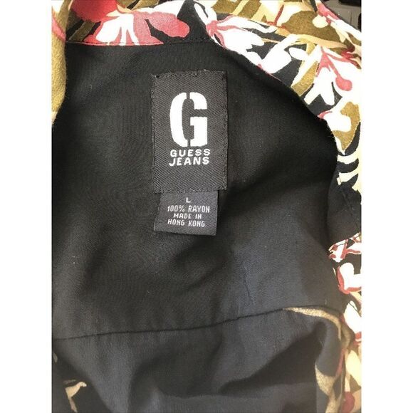 Guess Jeans Hawaiian Shirt Floral Buttons - Picture 4 of 5